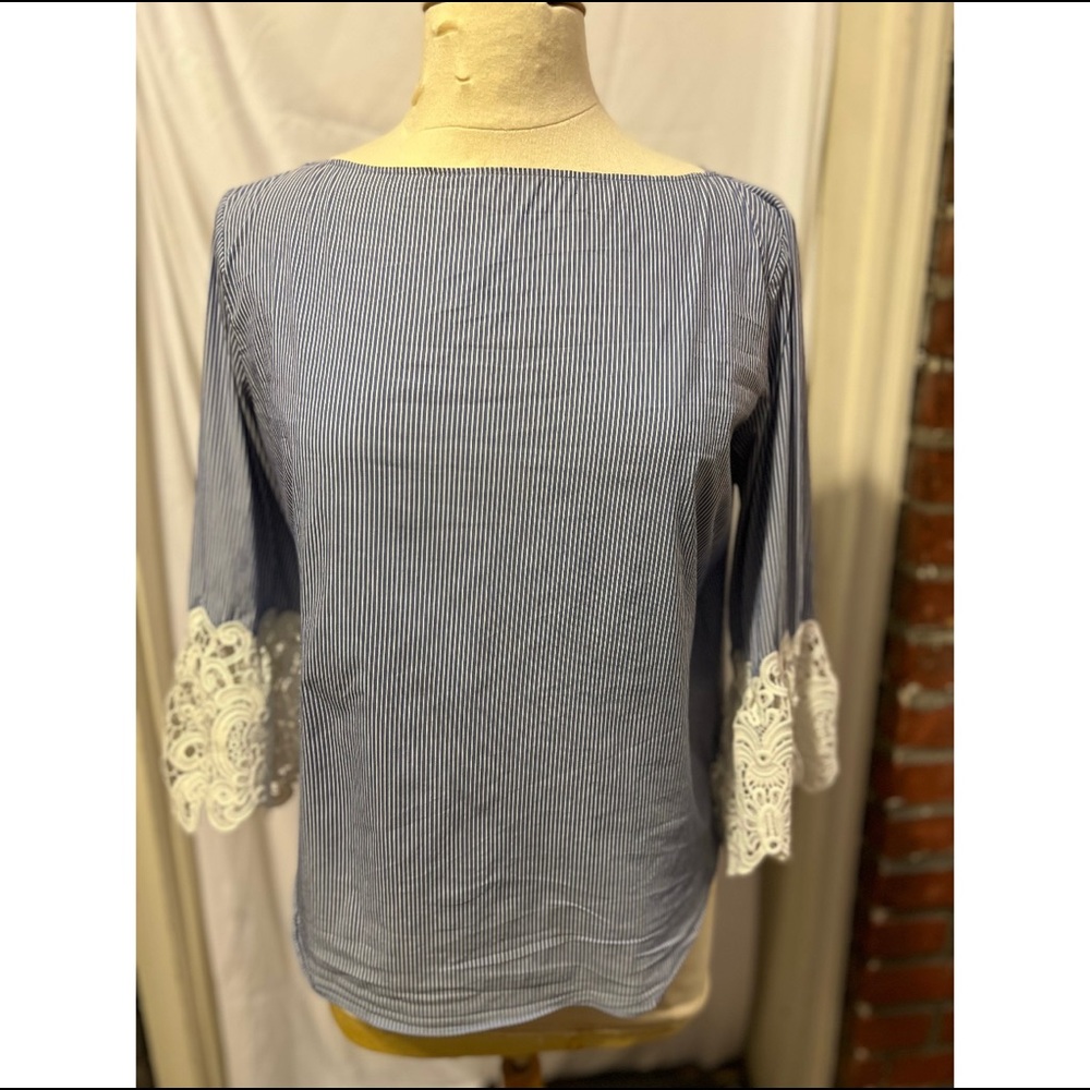 Blue and White Pinstripe and Lace!!!!